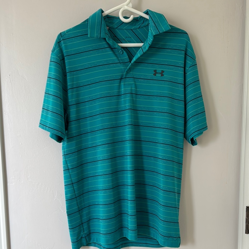 Under Armour Men's Teal Striped Polo Shirt